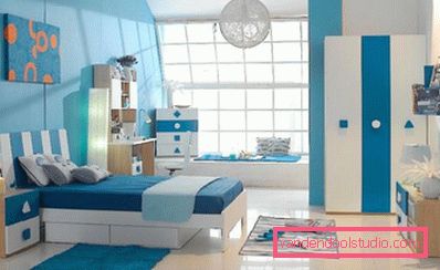 Un design interesant al unei camere pentru copii pentru un băiat de vârste diferite.