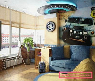 Un design interesant al unei camere pentru copii pentru un băiat de vârste diferite.