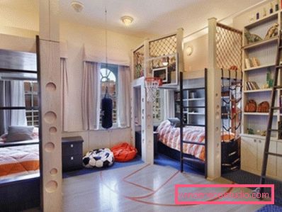 Un design interesant al unei camere pentru copii pentru un băiat de vârste diferite.